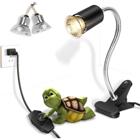 YIDOMDE Lampe chauffante pour reptiles, lampe chauffante avec pince, lampe chauffante réglable pour habitat, lampe UVA/UVB Clip rotatif à 360° et interrupteur à intensité variable pour aquarium (ampou (1/5)