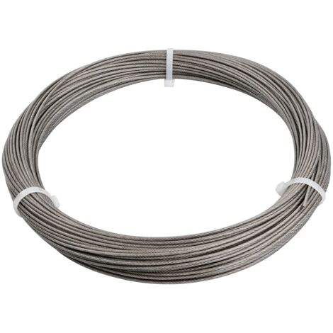 ZXPASRA 50M Câble Métallique, Câble Acier Inoxydable 304 PVC Enduit 2mm, Corde à Linge Inox 7x7 Extra Fort, Cable en Acier pour Rideaux, Fil de Suspension pour Cadre Photos Miroir Jardin Bricolage Ext (1/5)