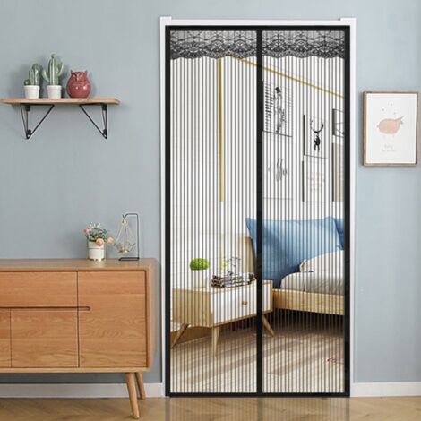 YIDOMDE Moustiquaire de rideau de porte magnétique, anti-moustiques, moustiquaires de fenêtre pour portes de balcon, magnétique automatique (150 x 240 cm, noir) (1/5)