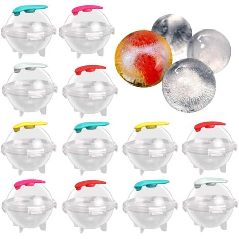 12 Pièces Ensemble de Moules Ice Ball Cube Forme pour Glaons Géants Ronds pour Whisky,Cocktails,Jus,Bonbons,Gelée,Boisson D'été,Boissons Froides Non Alcoolisées—Couleur Aléatoire (1/5)