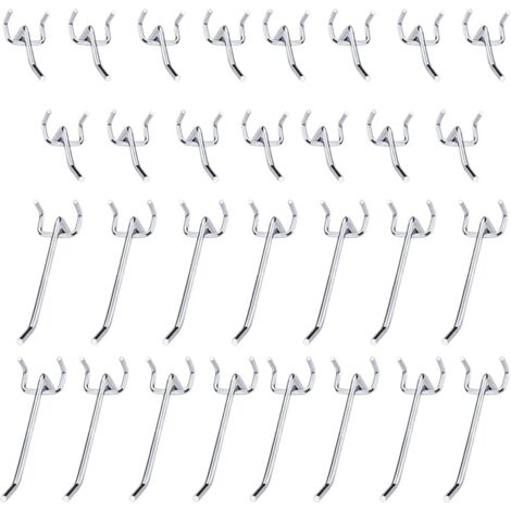 GROOFOO 30 Pcs Panneaux Perforés Crochets Métal Crochets pour Panneau perforé accessoires-10 cm et 5 cm Crochet Simple Ensemble Pour Les Garages, Les Remises à Outils,Les Ateliers (1/4)