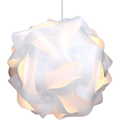 GROOFOO Lampe Puzzle Abat-jour - Luminaire IQ 30 pcs Plafond Chevet lumière blanche - Diamètre env 40 cm - Avec câble interrupteur douille E27, blanc (1/5)