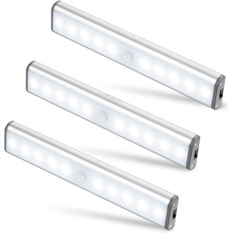 YIDOMDE Jeu de 3 lampes avec 10 LEDs, sans fil, rechargeable par USB, magnétique, détecteur de mouvement, portable. Lampe d'armoire, lampe de secours, veilleuse pour enfants, lampe supplémentaire ... (1/5)