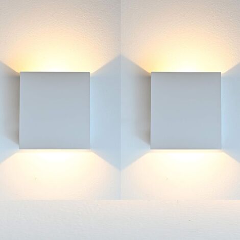 GROOFOO 7W Applique Murale Interieur LED, 2 Pcs Blanc Lampe Murale Blanc Chaud 3000K Moderne pour Chambre Salon Escalier Couloir Salle de Bain [Classe énergétique A++] (1/5)