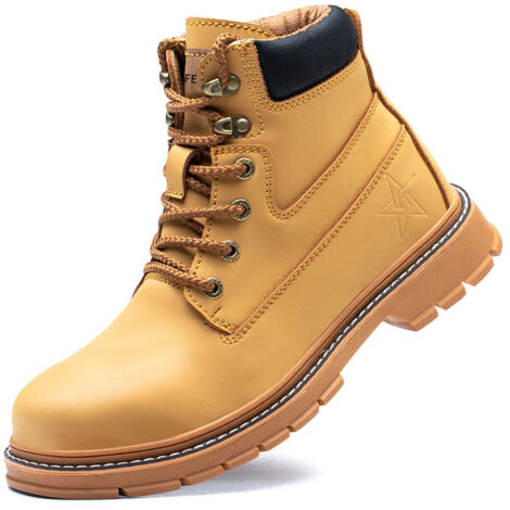 YIDOMDE Chaussure de Securite, Homme Femmes Bottes de Travail, Cuir Imperméables Legere Embout en Acier Bottes de Sécurité Indestructible Protection S3 SRC EU 45 (1/5)