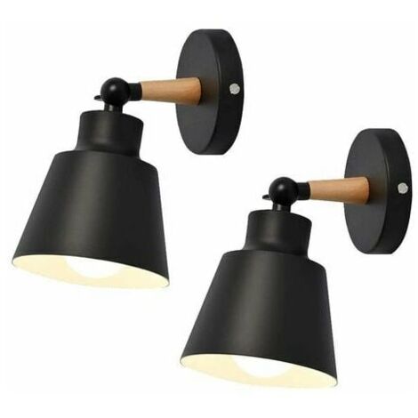 YIDOMDE Lot de 2 Moderne Applique Murale Industrielle en Métal Luminaires E27 Edison Loft Lampe pour Café Bar Couloir Salle à Manger Salon Chambre (Noir) (1/5)