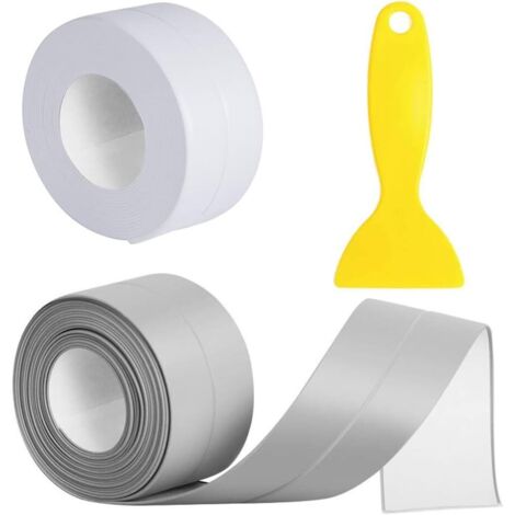 Bande de Calfeutrage,Bande de Calfeutrage Auto-adhésif,Bande de Scellant de Bain,Ruban Caulk pour Imperméable/Mildiou/Prévention Cafard,pour Salle de Bains,Cuisine,Toilette,Coin Mural (2 PCS) GROOFOO (1/5)