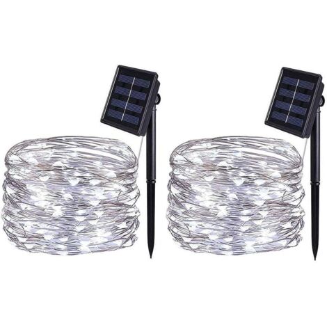 Guirlande Lumineuse Solaire,22M 200LED Guirlande Solaire Lumineuse Extérieur,8 Modes étanche Fil de Cuivre pour la Décoration Chambre Jardin Patio Soirée Fête Noël (Blanc Froid,2 Pack) (1/5)