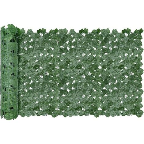 GROOFOO Clôture Artificielle de Feuilles de Lierre artificielles, Écran de clôture antivol de Jardin extérieu,Mur Vegetal clôtures décoratives Faux Fond d'écran d'herbe,300x100 (Feuille d'érable)
