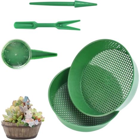 GROOFOO2 PCS Tamis à Sable en Plastique 21 × 5.5cm Tamis de Jardin Rond Pratique Tamis Terre Jardinage Anti-usure avec Semoir et Repiqueur pour Semence Sable Pierre Saleté Plante Jardin Jardinier (1/5)