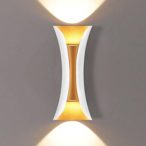 GROOFOO 20W Créatif Moderne Applique Murale LED Lampe Murale Imperméable IP65 Aluminium Lèche-murs LED Intérieur Extérieur blanc + or (1/5)