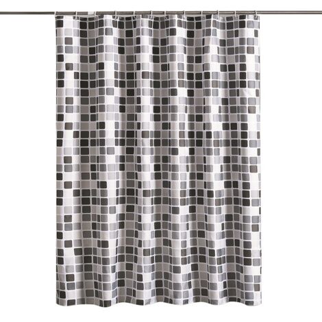 YIDOMDE Rideau de douche en polyester,Anti-moisissure, imperméable, lavable, antibactérien,avec 12 rideaux de douche, mosaïque, 200 x 220 CM (1/5)