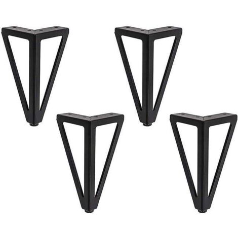 GROOFOO 4x Pieds de Table en Métal Triangulaires 15cm Pieds de Meuble Style Moderne pour Armoires Canapés Lit Noir (1/4)