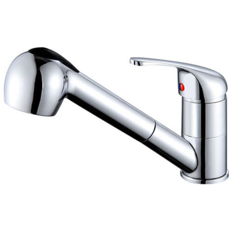 GROOFOO Robinet Cuisine Douchette Extractible, Mitigeur Cuisine avec Douchette 2 Modes de Jet, Bec Bas Robinetterie Evier Extensible en Laiton Pivotant à 120°, Froid & Chaud Disponible (1/5)