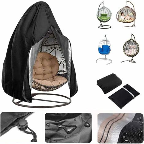 Housse de chaise suspendue en tissu Oxford 210D imperméable et résistant aux UV 115 x 190 cm GROOFOO (Noir) (1/5)