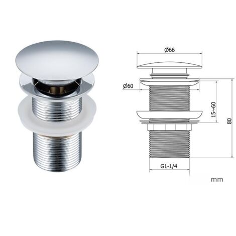 GROOFOO G1-1/4 Bouchon Lavabo Inox,Bonde de Lavabo Anti-Odeur Universel Pop up avec Silicone Joints, pour Vasque à Poser Bouchon Baignoire(Modèle A Sans Trop-plein) (1/5)