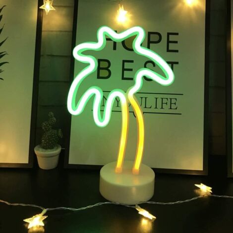 LangRay Cocotier lumières LED Enseignes au néon Lights avec base Veilleuses LED Neon Lights batterie USB Opération veilleuses Décoration pour Noël, anniversaire, salon, chambre, Saint Valentin (1/5)