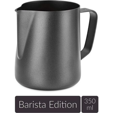 YIDOMDE Perle rare Pichet à lait en acier inoxydable 350ml ,asse de mousseur à lait pour crème à café avec marque de mesure et stylo latte art, pot à lait adapté au cappuccino barista (1/5)