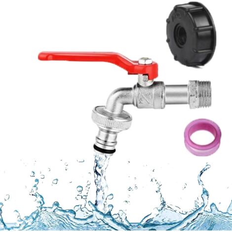 GROOFOO Adaptateur de Réservoir IBC 1/2” Connecteur, IBC Robinet Recuperateur Eau de Pluie, IBC Raccord Robinet en Alliages Robinet Cuve S60X6 1000L pour Réservoir IBC Connecteur de Tuyau (1/5)