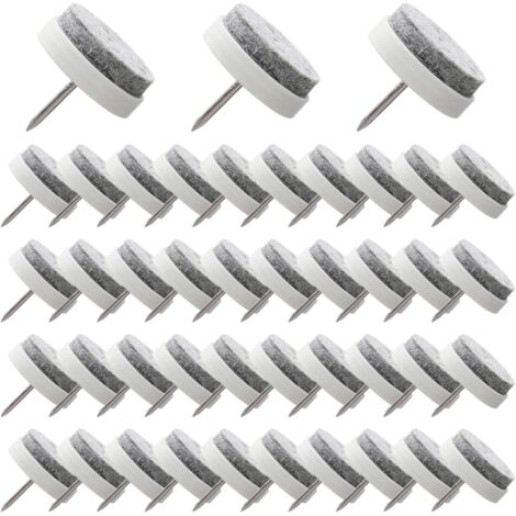 50 Pièces Clous Patins de Meuble de 24 mm Noir Pads en Feutre Glide avec Boîte de Rangement pour Chaise de Meubles en Bois,Tabourets et Pieds de Table GROOFOO (blanche) (1/5)