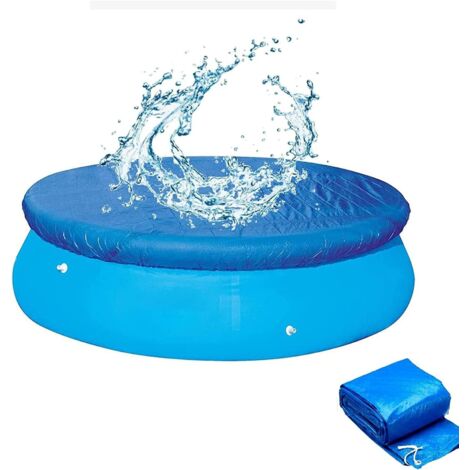 GROOFOO Bâche Piscines Bâches Accessoires De Protection pour Piscine Bleu pour Piscine Hors Sol Ronde Housse Anti-Pluie, Durable Convient À Toutes Sortes De Ronde Piscines (Diamètre 457cm) (1/5)
