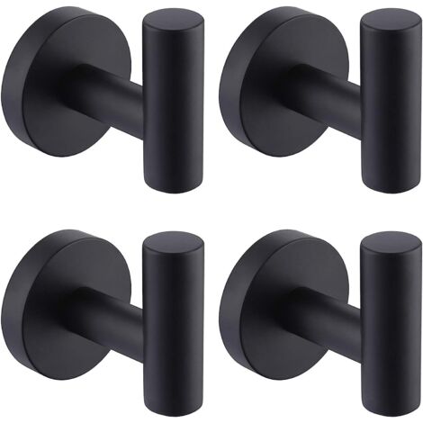LangRay Crochet à Serviette Noir Pour Douche Cuisine Robe Crochets à Manteau Porte-Serviette Mural 304 Acier Inoxydable Mat Noir 4 Pack (1/5)