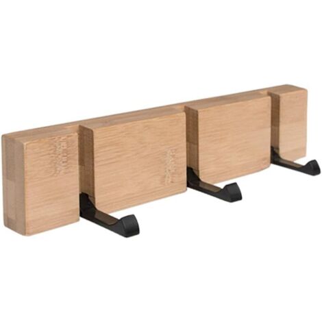YIDOMDE Portemanteau Mural en Bois - Patères Portemanteaux avec 5 Crochets Métalliques Rabattables pour Manteaux, Vestes, Chapeaux, Sacs, Couloir, Chambre, Salle de Bain 40cm (1/5)