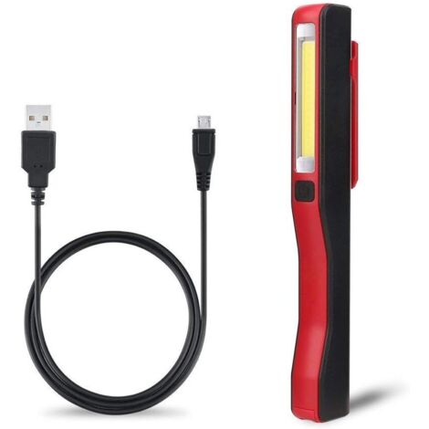 GROOFOO Lampe torche d'inspection à LED - Lampe de travail à LED rechargeable Lampe torche de poche à LED COB super lumineuse avec clip magnétique pour la maison,l'atelier,la voiture,le camping,utilis (1/5)