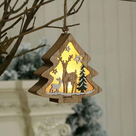 Ornements Ornements de Noël Forme de décoration suspendue Lumière suspendue GROOFOO (Cerf & Arboricole) (1/4)