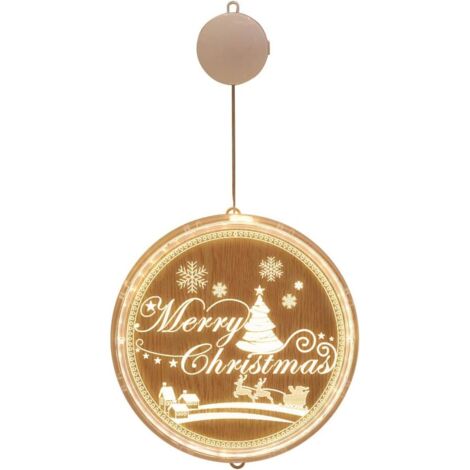 Lumières de Noël 3D Acrylique Suspendu Guirlande Lumineuse avec Ventouse,Fenêtre LED Guirlande Lumineuse Lampe Suspendue éclairage Décoration De Noël,à Piles GROOFOO (Joyeux Noël 16cm) (1/5)