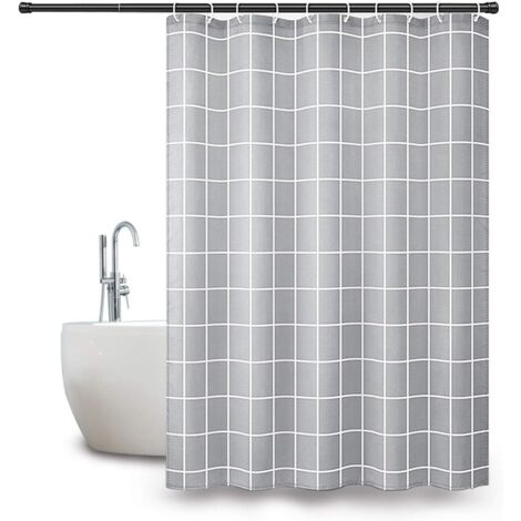 YIDOMDE Rideau de Douche avec Conception de Treillis, Lavables, Séchage Rapide Anti-moisissure et Antibactérien pour Douche et Baignoire 180 x 180 cm (71 x 71 inch) (Grise) (1/4)