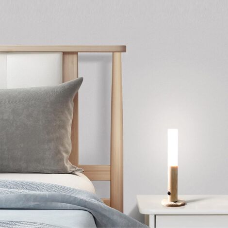 GROOFOO Applique Murale Interieur Bois Led Night Lights Alimenté par Batterie Portable Applique Lampe Murale Sans Fil Rechargeable Induction Night Light avec Aimant pour Escaliers Couloir Ménage (Brun (1/5)