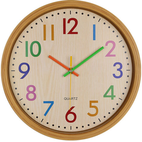 YIDOMDE Horloge Murale, 12 Pouces/30 Cm Horloge Murale pour Enfants avec Mouvement Silencieux Et Chiffres Colorés, Facile à Lire, pour Le Bureau à Domicile, Le Salon et la Chambre à Coucher (1/5)