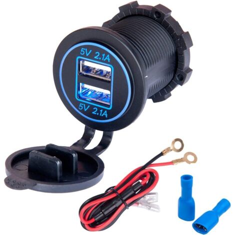 YIDOMDE Pack de 2 allume-cigare étanches 12V/24V DC de qualité marine pour bateau moto voiture avec câble de connexion de 0.6m (noir) (1/5)
