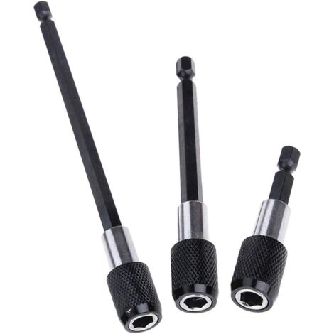 3pcs 6.35mm Hex Tige Porte-Embout Extension Magnétique Pour Tournevis 60mm 100mm 150mm Dégagement Rapide Extension Mandrin Adaptateur Kit Pour Vis, écrous et Toute Perceuse et Pilote Portatif (1/5)