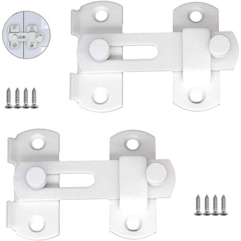 2 Pièces Loquet de Porte Fermoir,Cadenas Loquet,Boulons Antivol Coulissants Pour la Sécurité Domestique en Acier Inoxydable,Pour Portes d'Armoires,Fenêtres et Petites Cages (Blanc) GROOFOO (1/5)