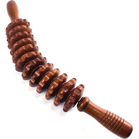 YIDOMDE Appareil de Massage Roller Manuel,Rouleau de Massage,Masseur anti-cellulite,soulagement des douleurs musculaires et détente,12 Roues Détachables(Marron) (1/5)