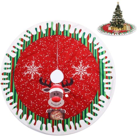 Jupe d'arbre de Noël,Tapis de Sapin de Noël,Couverture d'arbre de Noël,Rouge Christmas Tree Skirt pour la Maison,Vacances,Décoration d'arbre de Noël 80cm GROOFOO (C) (1/5)
