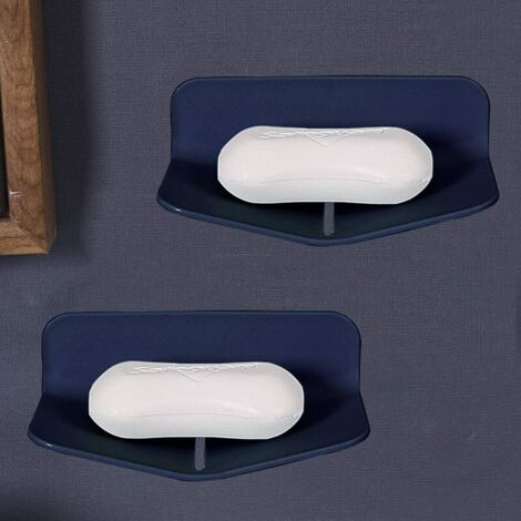 YIDOMDE Porte-savon de douche sans trace pour savon avec adhésif puissant, support de savon de drainage pour douche, sans clous et sans perçage pour salle de bain.(bleu encre) (1/5)