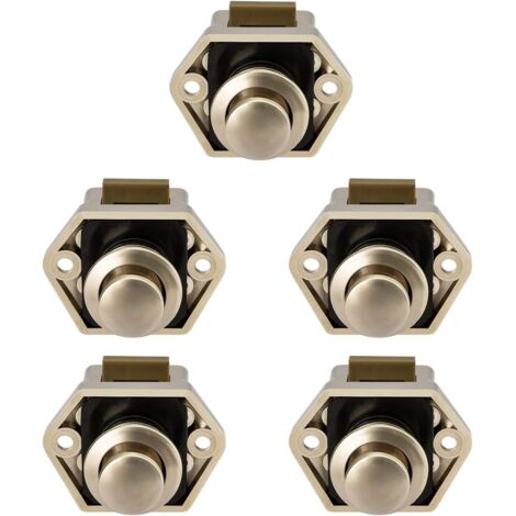 LangRay 5 PCS Mini Bouton Poussoir Tiroir Armoire Porte Verrouillage Caravane Camping Car Bateau Nickel Bouton (1/5)
