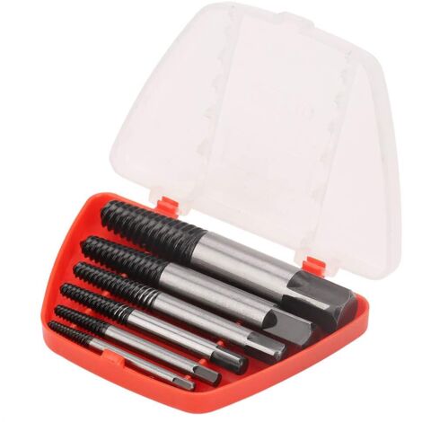 Extracteur de Vis,Extracteurs de Vis Coffret de 6pcs Endommagées Vis d'extraction de Boulons en Acier au Chrome Vanadium,Jeu D'Extracteurs de Goujons GROOFOO (1/5)