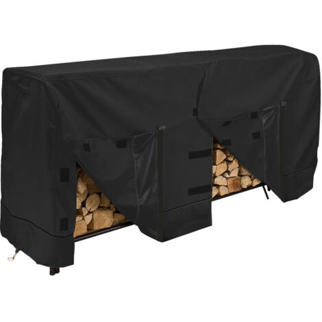 GROOFOO Couverture de Support de Bois de Chauffage, Couverture de Support de bûches d'extérieur Domestique Couverture de Bois de Chauffage imperméable et antipoussière 420D 244x61x107cm noir (1/4)