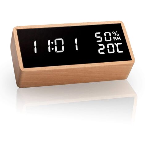 Réveil LED Réveil numérique,horloge de table avec commande vocale,date,température et humidité,pour la maison,la chambre à coucher,la chambre des enfants et le bureau (1/5)