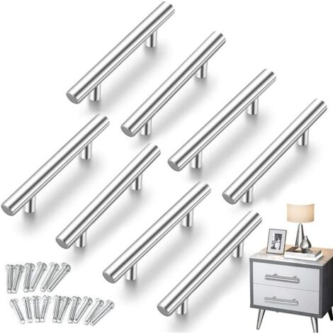 YIDOMDE 8 PCS T- Bar Bâton Cuisine Porte Poignées Tire Avec Vis(150MM), Acier Inoxydable Poignee de Meuble Cuisine Espacement des Trous de 96 mm, pour Porte d'armoire Poignées de Porte de Cuisine (1/5)