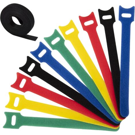 GROOFOO 100 Pièces Attache Cable, 15cm Réutilisable Serre Cable en Nylon, avec Rouleau de Serre-câble de 3 m de Longueur, Reglable Sangles Câbles pour Cordes et Gestion des Câbles (5 Couleurs) (1/5)