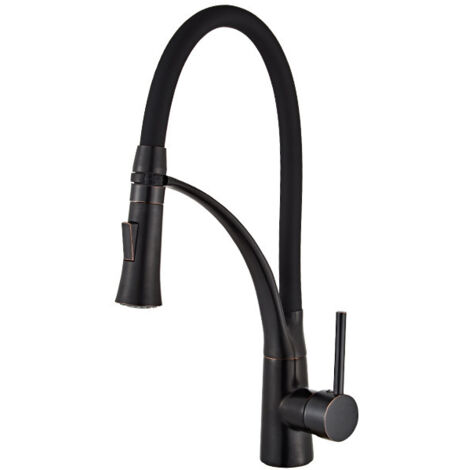 GROOFOO Robinet Cuisine avec Douchette 2 Fonctions, Mitigeur Cuisine avec Douchette Extractible, Robinet Évier Cuisine Rotatif à 360° ,Double contrôle chaud et froid(noir) (1/4)
