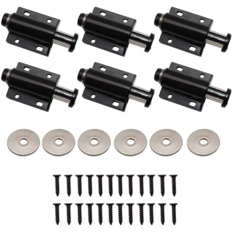 GROOFOO 6 Pièces Loquets Magnétiques, Fermeture Push, Amortisseur de Porte Magnétique, Aimant Poussoir, Pression Attrape, pour Armoire Tiroir Placard (Noir) (1/6)