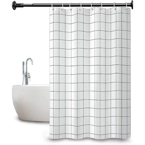 YIDOMDE Rideau de Douche avec Conception de Treillis, Lavables, Séchage Rapide Anti-moisissure et Antibactérien pour Douche et Baignoire 180 x 180 cm (71 x 71 inch) (Blanc) (1/4)