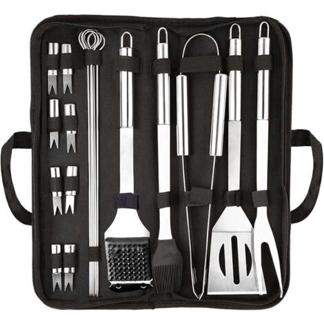 LangRay Ensemble de couverts de gril, accessoires de gril de 20 pièces, ensemble d'outils de barbecue de haute qualité pour sac de transport étui de gril en acier inoxydable ensemble de gril accessoir (1/5)