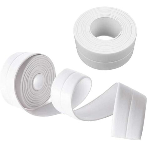 Bande D'étanchéité,Ruban Auto-adhésif,Imperméable Mildiou Prévention Cafard,pour Baignoire/Salle de Bains/Coin etc,38mm × 3.2m - Blanc(2Pack) GROOFOO (1/5)